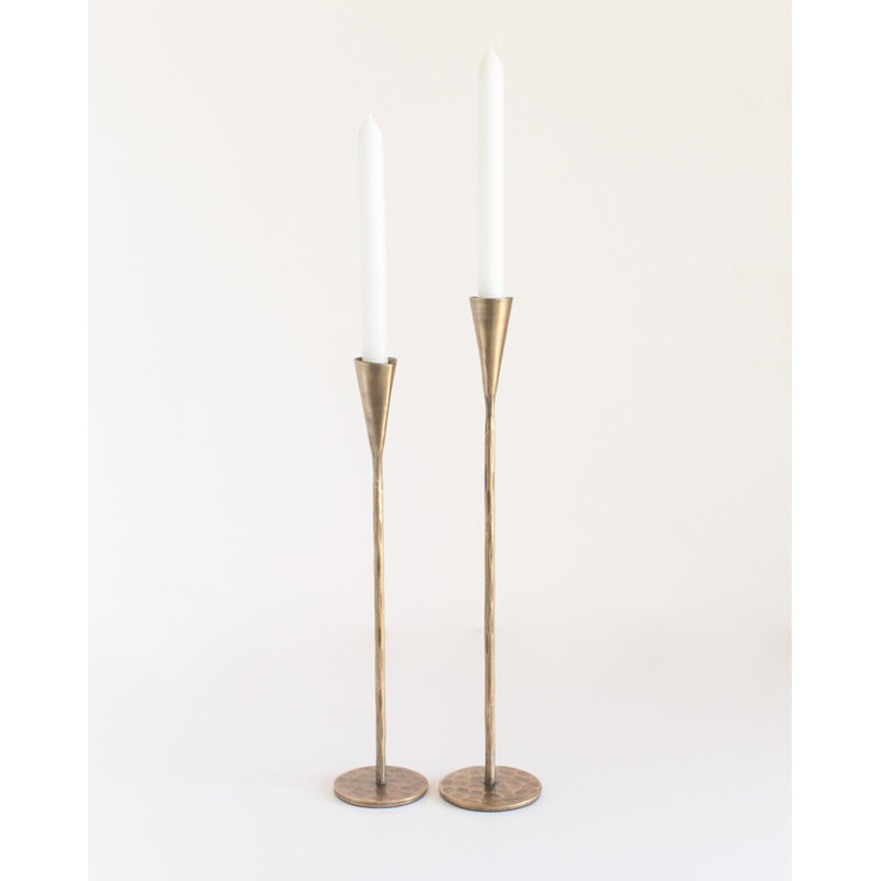 Phoenix Candlesticks Set of 2 - Brass Finish, Gold