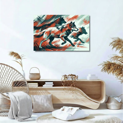 Wolf Pack Canvas Wall Art Oil Painting Print Set Of 1