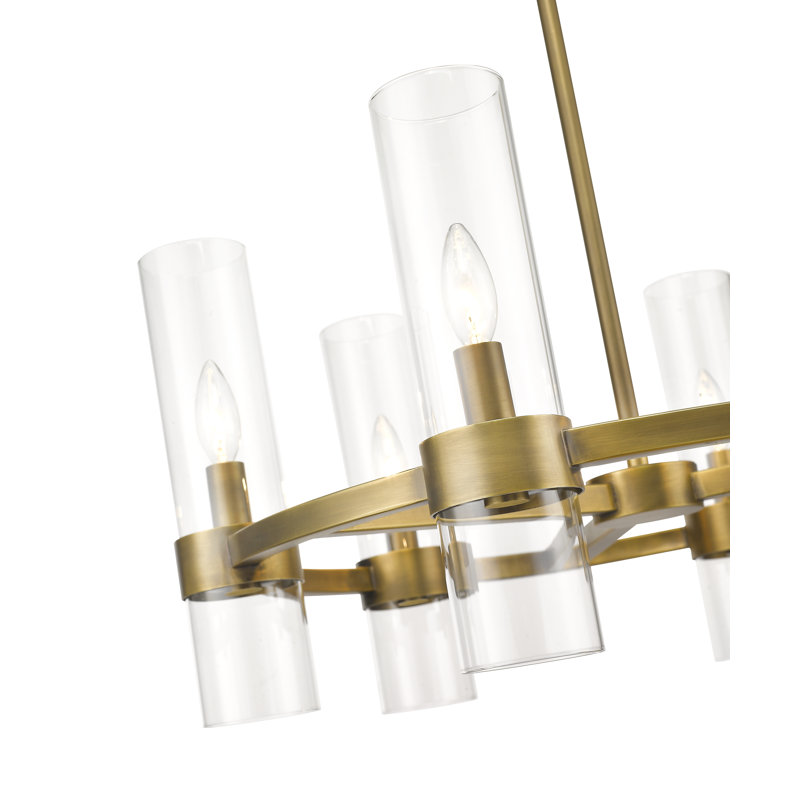 Fouges 6 - Light Dimmable Wagon Wheel Chandelier, Rubbed Brass