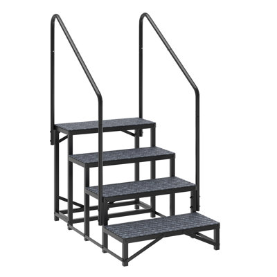 4 Steps Mobile Rolling Stairs, 660 Lbs Capacity Heavy-Duty Portable Steps, Hot Tubs & Entryways, Black