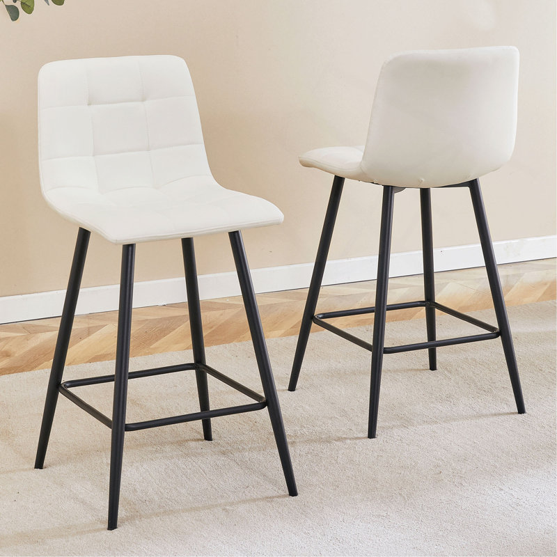 Modern PU Bar Chair Set - Stable Comfort.Checkered Design,Black Metal Legs,Suitable For Placement In Bars, Living Rooms, Bars, And Other Venues.Multiple Colors Available.
