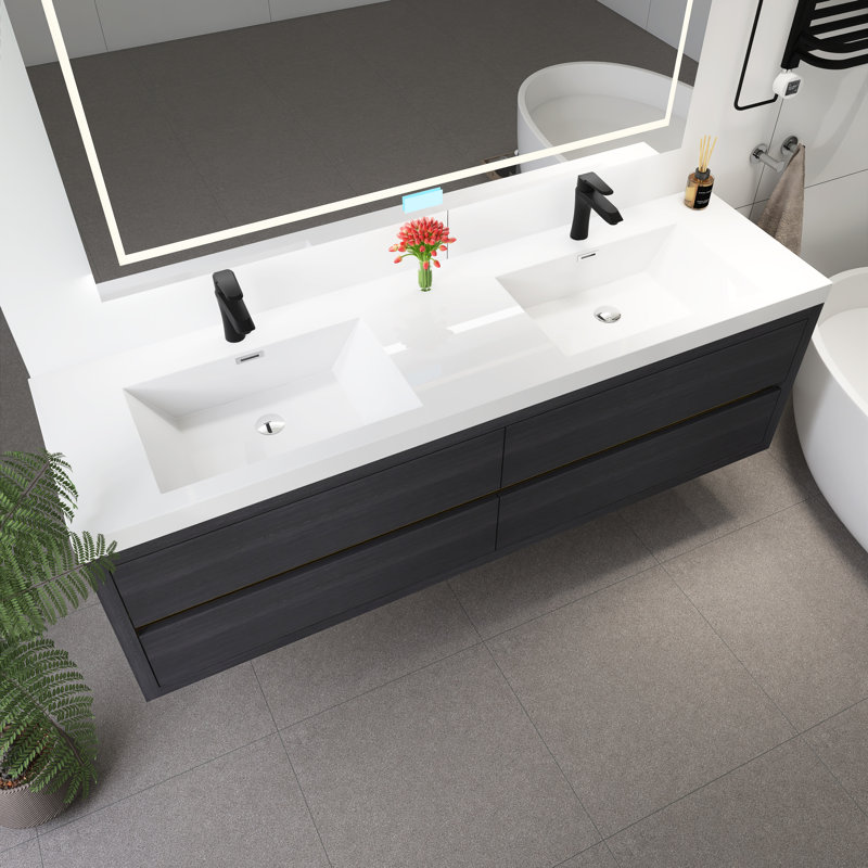 Meuble-lavabo mural 72 po avec lavabo, Espresso