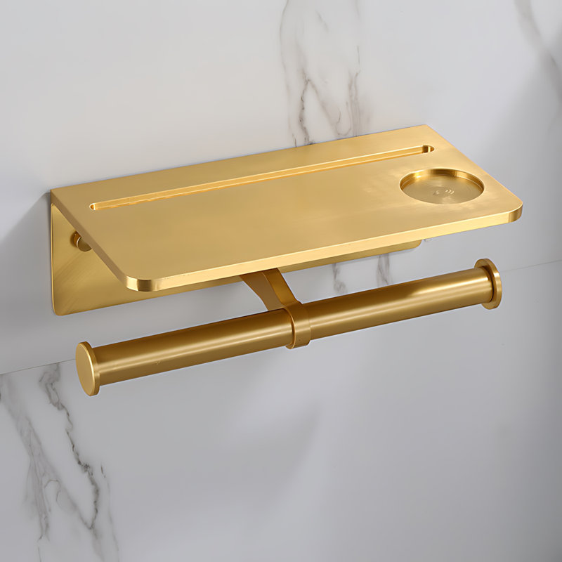 Porte-papier hygiénique double rouleau avec distributeur de papier hygiénique mural en aluminium