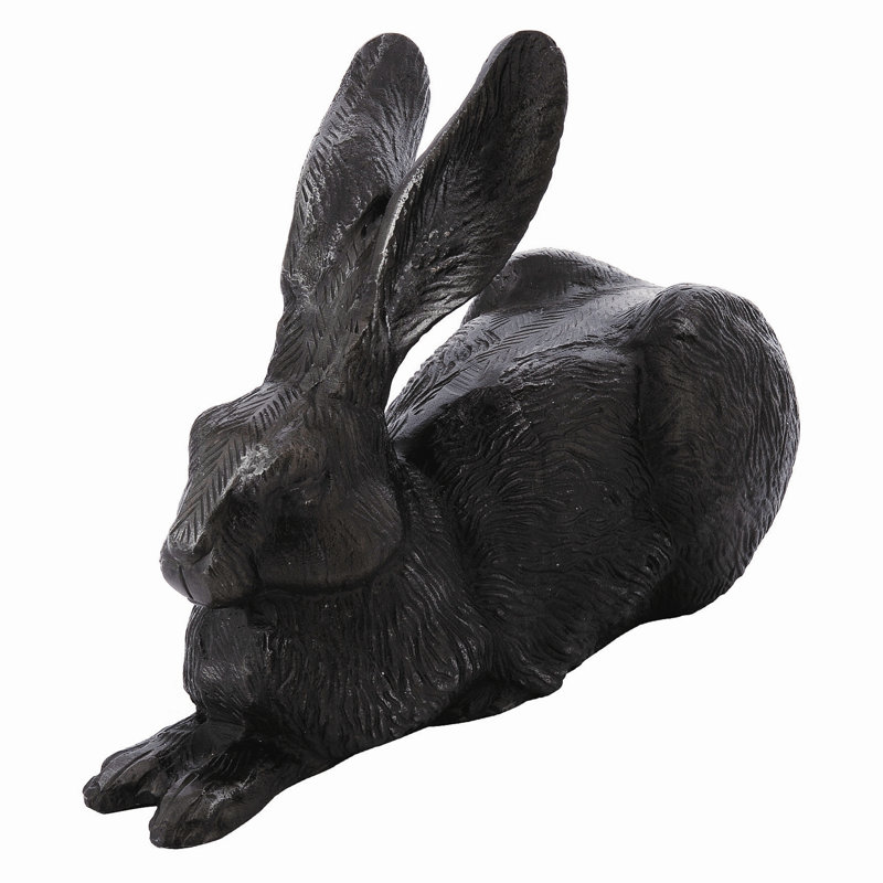 Charcoal Cast Aluminum Rabbit Garden Statue