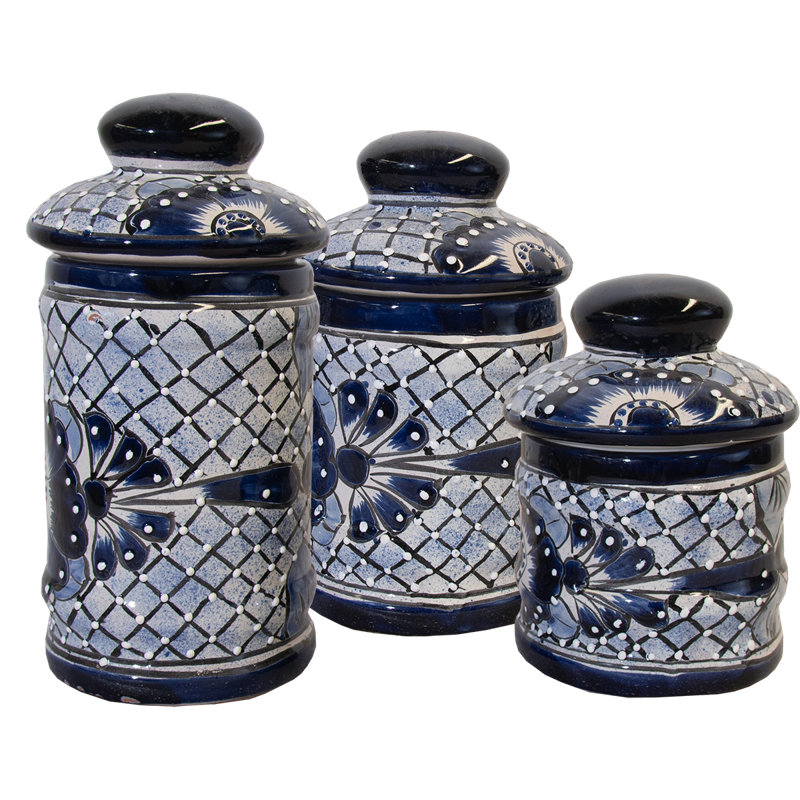 Cocina Bonita Round Canister Set in Blue