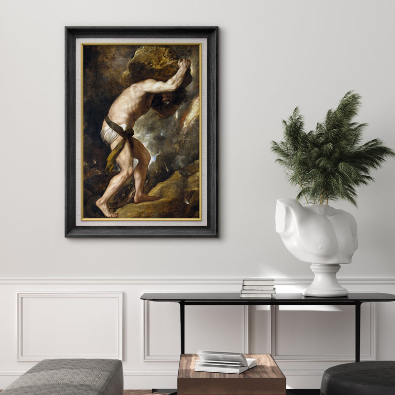«Baroque Mythology Sisyphus Rolling Boulder», photos de héros de la lutte classique, impression sur toile encadrée, impression sur toile