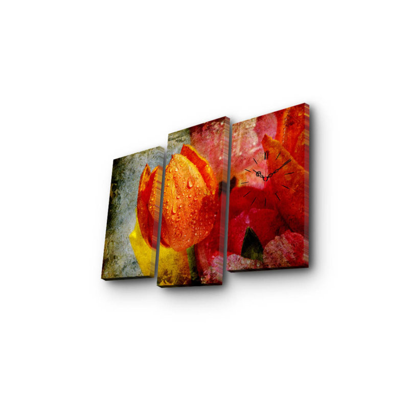 Ensemble de 3 horloges murales élégantes en toile, 66 x 17,7 pouces | 100% toile de suède, cadre 100% bois (épaisseur: 1,2 po) | Parfait pour le salon, la décoration de bureau, la montre élégante et le mélange artistique