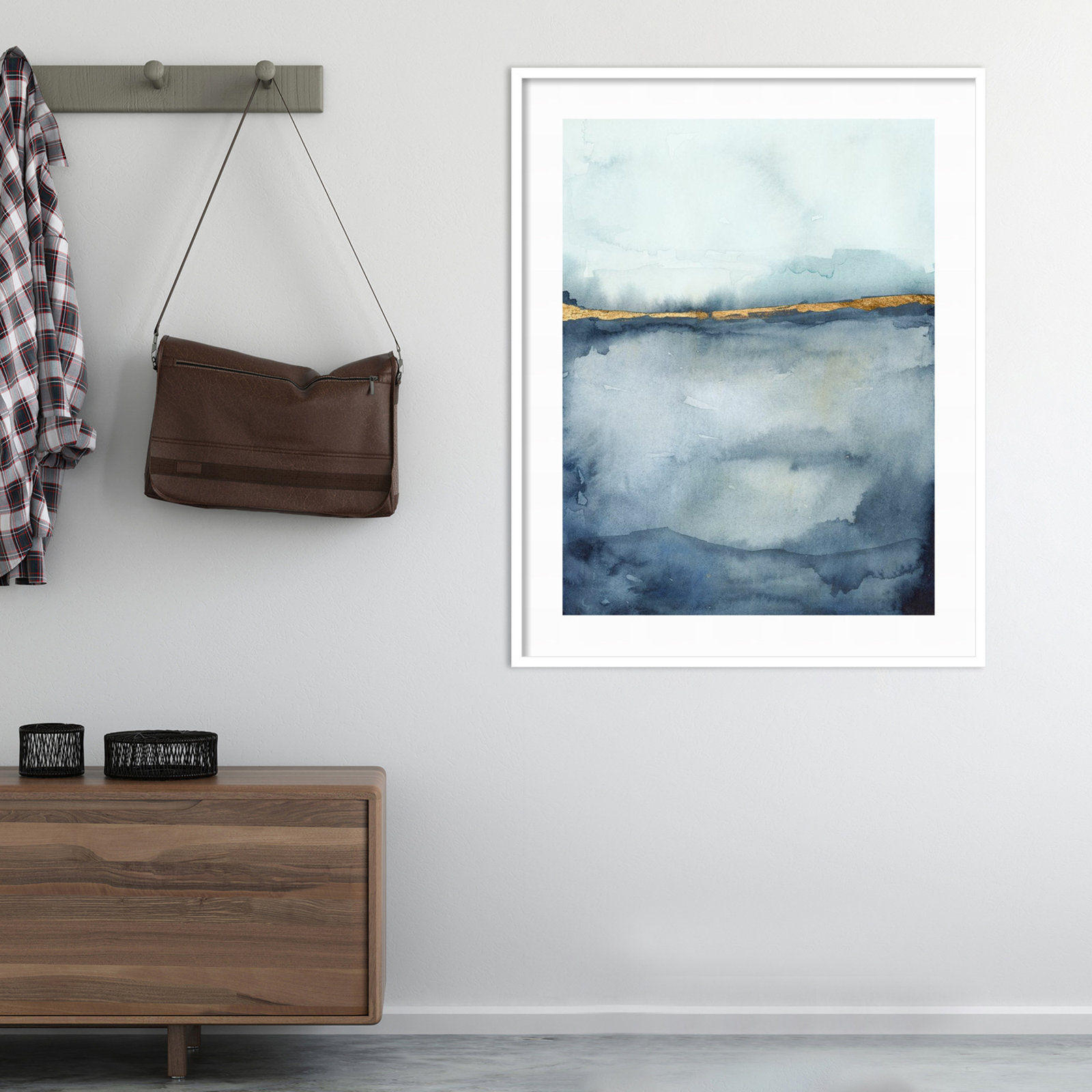 Coastal Horizon II by Victoria Borges, 35.12" H x 28.12" W x 0.88" D, White Framed Paper, White