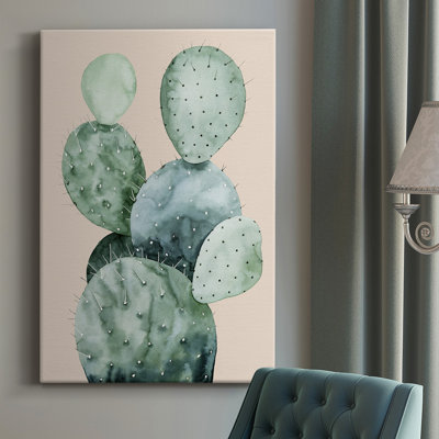 Cactus sur corail II - peinture sur toile tendue