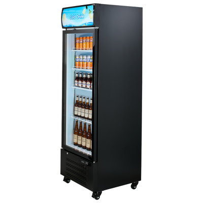 Commercial Merchandiser Refrigerator, 15.9 Cu.Ft / 450 L Glass Door Display Refrigerator, Upright Beverage Cooler with Customizable Lightbox, 4 Adjustable Shelves & Soft LED Light for Home Shops