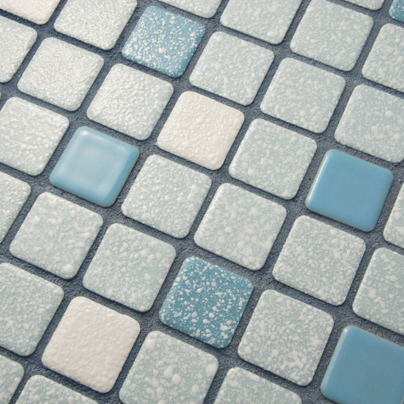 Crystalline Square 1.1" x 1.1" Porcelain Grid Mosaic Wall & Floor Tile, Blue/White