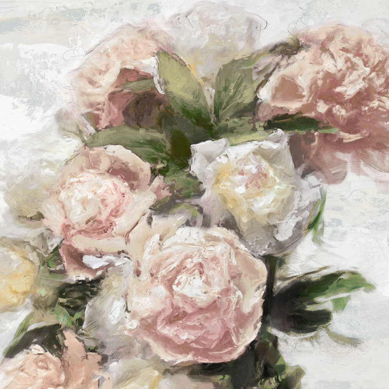 Light Pink Floral 1 - Wrapped Canvas Painting, 76cm H x 76cm W
