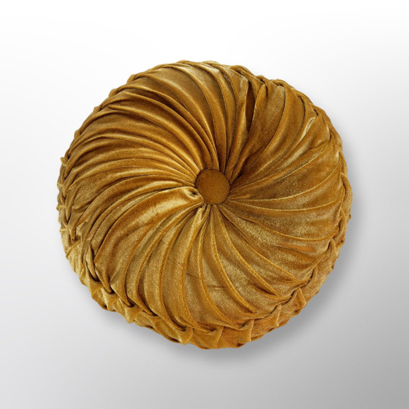 Taylor Gold Tufted Button Poly Velvet Pillow