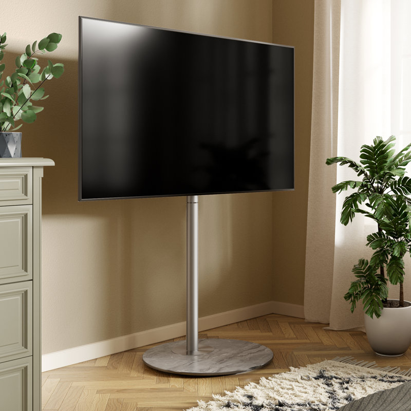 Modern Corner TV Stand with Swivel Mount for 37" - 60" TVs, Silver