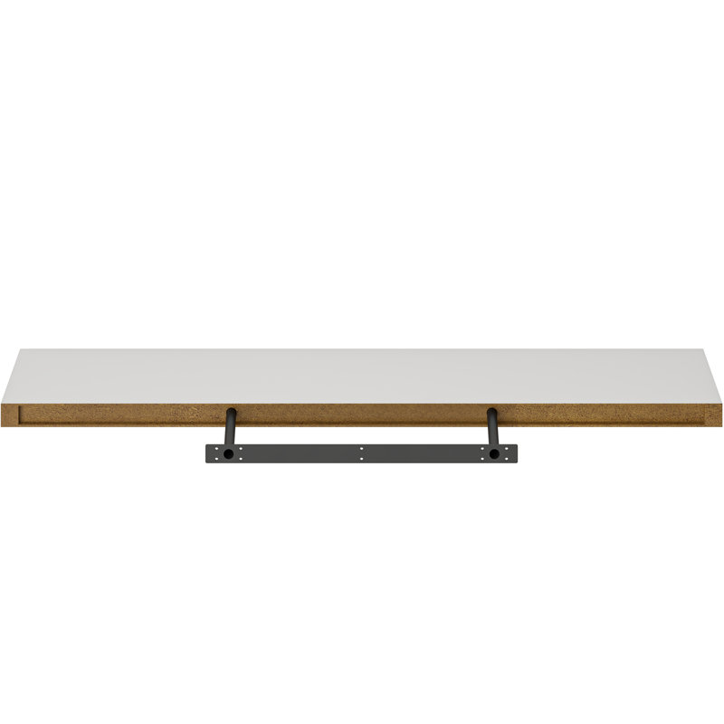 White Veneered Modern Floating Wall Shelf with Hidden Brackets