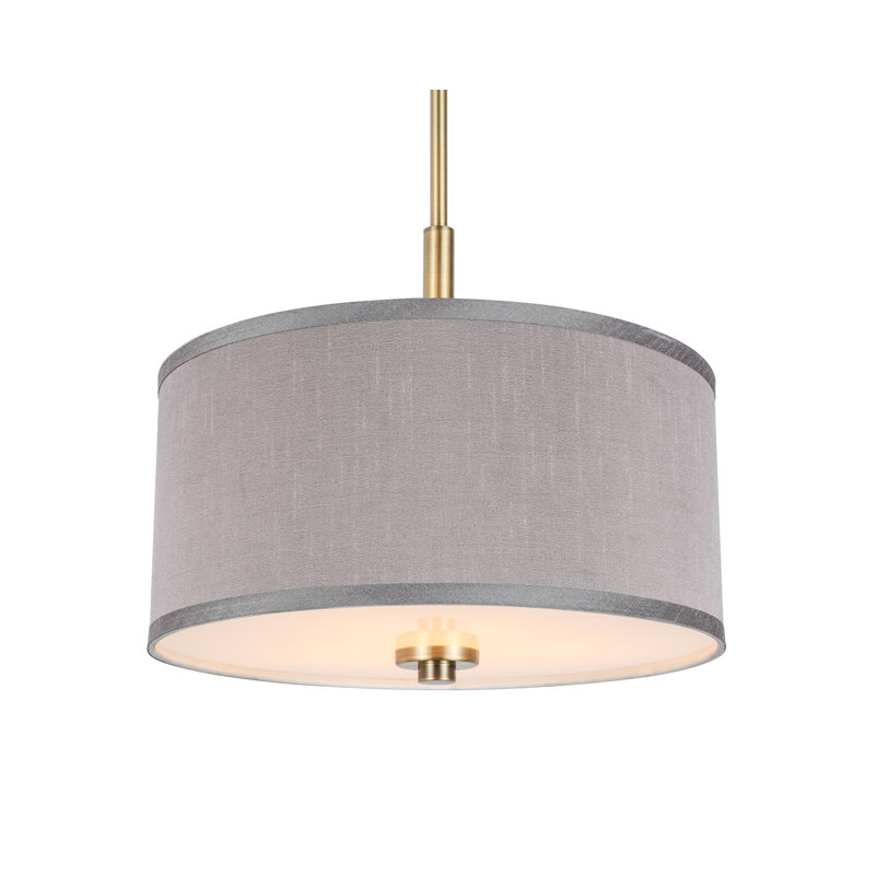Lustree tambour 3 lumières Cisbrough, Gris, Laiton, H 7 po x l 15 po x p 15 po