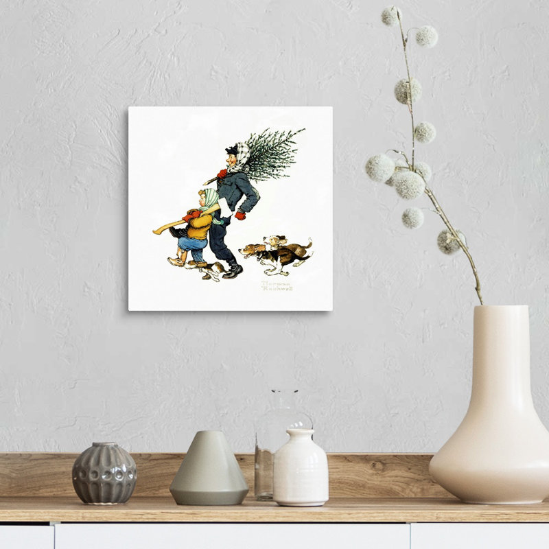 «Norman Rockwell Bringing Home The Tree», art mural sur toile, H 12 po x l 12 po x P 1,25 po, Toile tendue