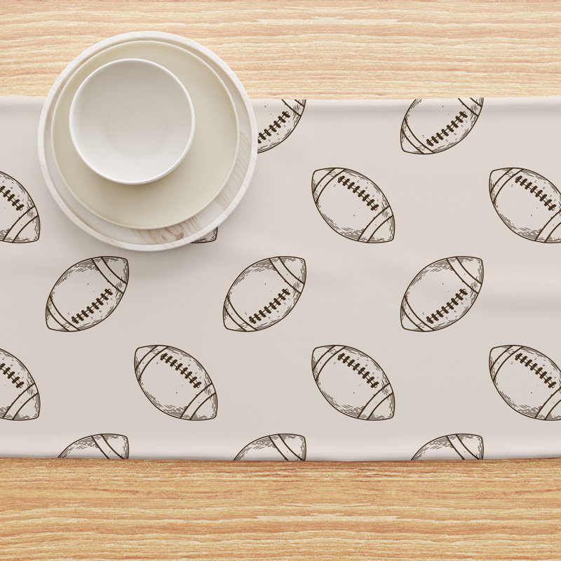 Table Runner, 100% Cotton, 16X72", Football Sketch, 108" L x 16" W