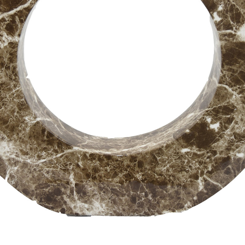 Tabletop Decor Accent, Open-Curved Frame, Brown Marble-Like Resin 14 Inch, 9.75" H x 13.75" W x 5.75" D