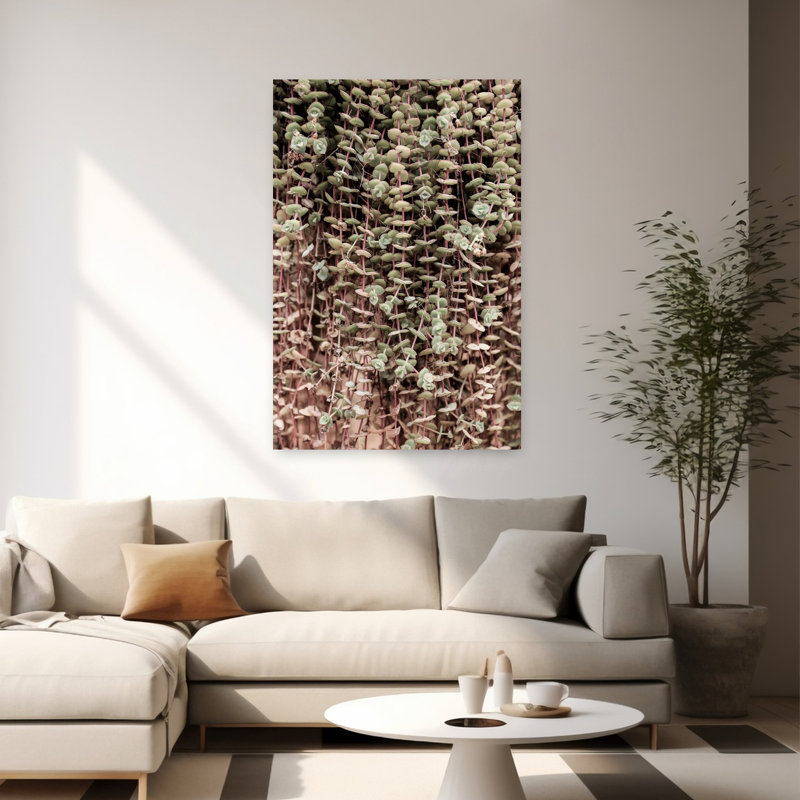 Art contemporain, paysage abstrait rétro, plante grasse, H 60 po x l 40 po