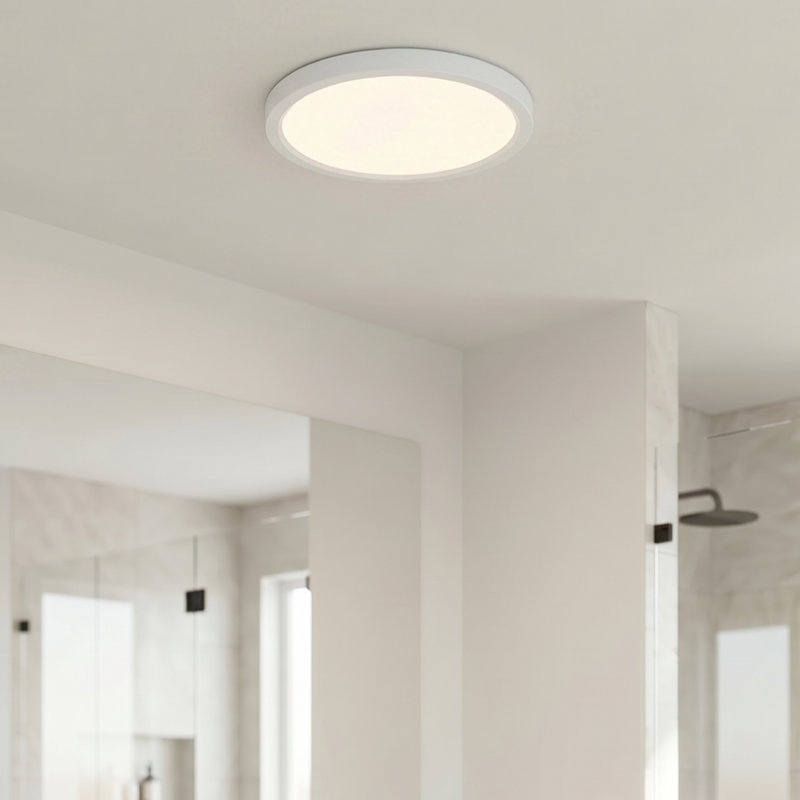 Plafonnier encastré 1 lumière DEL Naquin, H 1 po x l 20 po x P 20 po, Blanc lustré