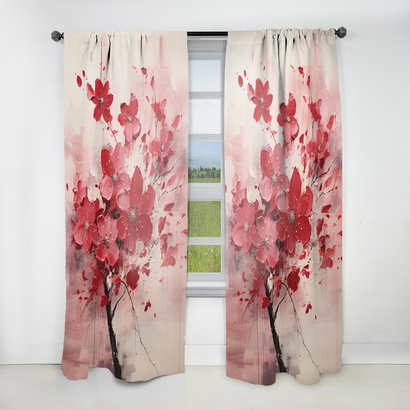 Cerisier rose Myndi Summer Blossoms IV - rideau en velours moderne - obscurcissant - 1 panneau, L 52 po x L 108 po