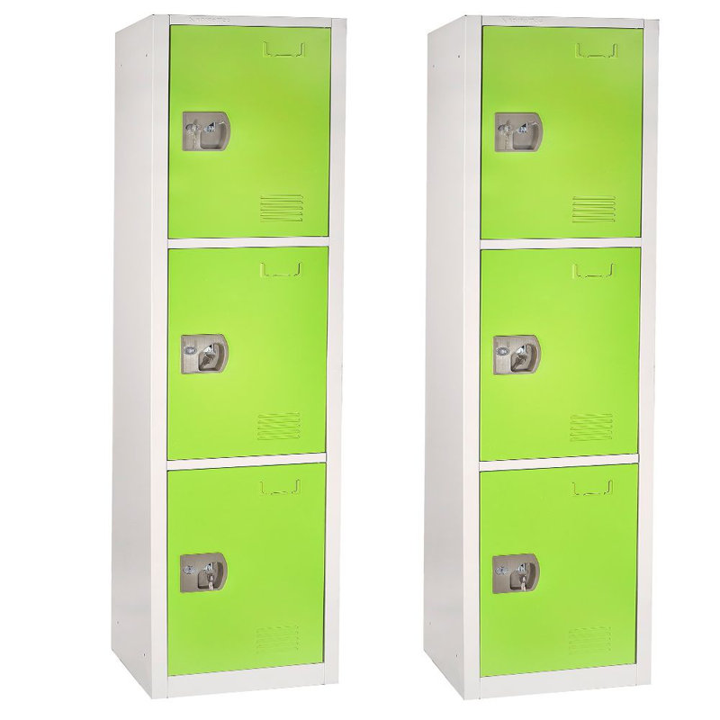 Green 72'' 3-Tier Steel Storage Locker with Key Lock