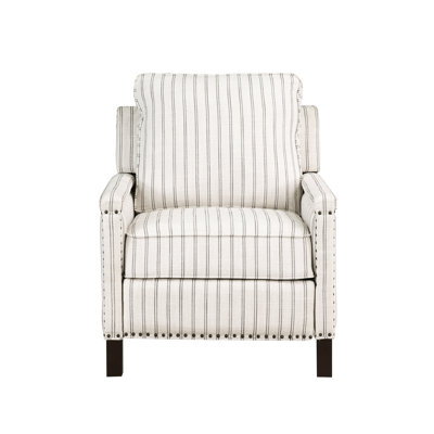 Traditional Living Room Furniture Push Back Reclining Chair 1Pc Textured Fabric Upholstery Nailhead Trim Solid Wood Frame
