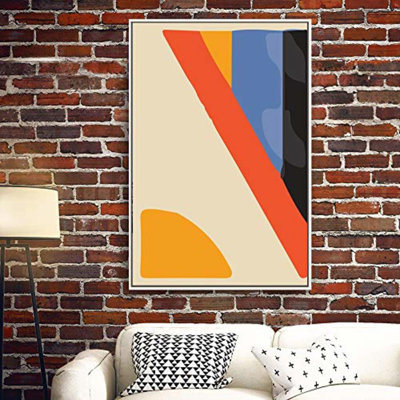 Art mural IDÉE4WALL, impression sur toile encadrée rouge, bleue et noire, motifs géométriques, illustrations, art moderne chic, relax / calme ultra pour le salon, la chambre à coucher, le bureau - 24 po x 36 po - blanc