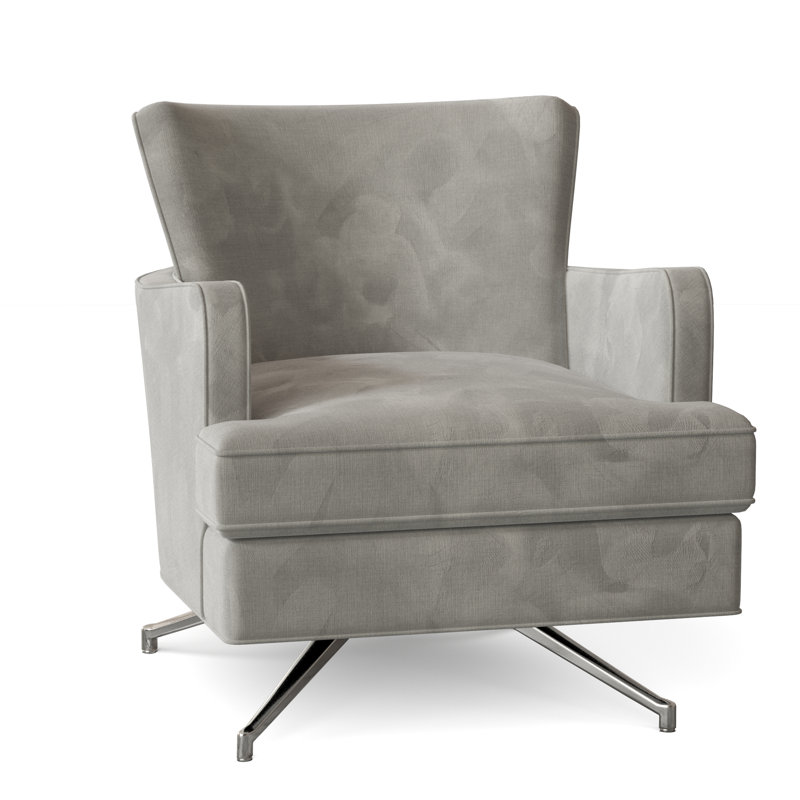 Kyle 28.5" W Swivel Armchair, Nickel, 3162 Straw
