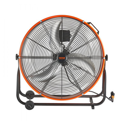Drum Fan, 24 Inch High Velocity Industrial Shop Fan, Heavy-Duty Commercial Use Infinitely Variable Speed 7935CFM, 360°Adjustable Tilting Industrial Floor Fan for Warehouse, Workshop, Factory