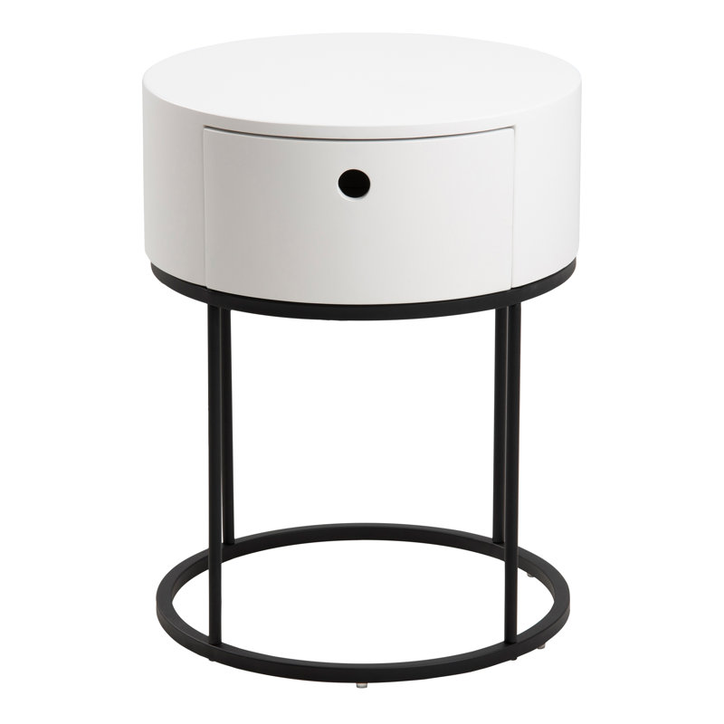 40cm W Plywood / Laminate Board Bedside Table, White/Black