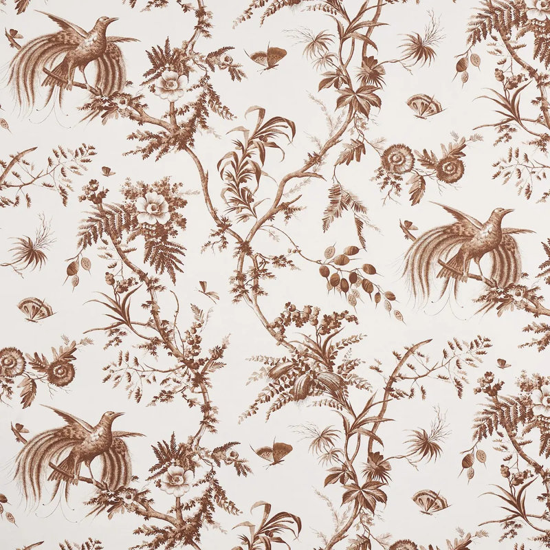 Schumacher x Jill Lasersohn Toile De La Prairie Wallpaper, Brown