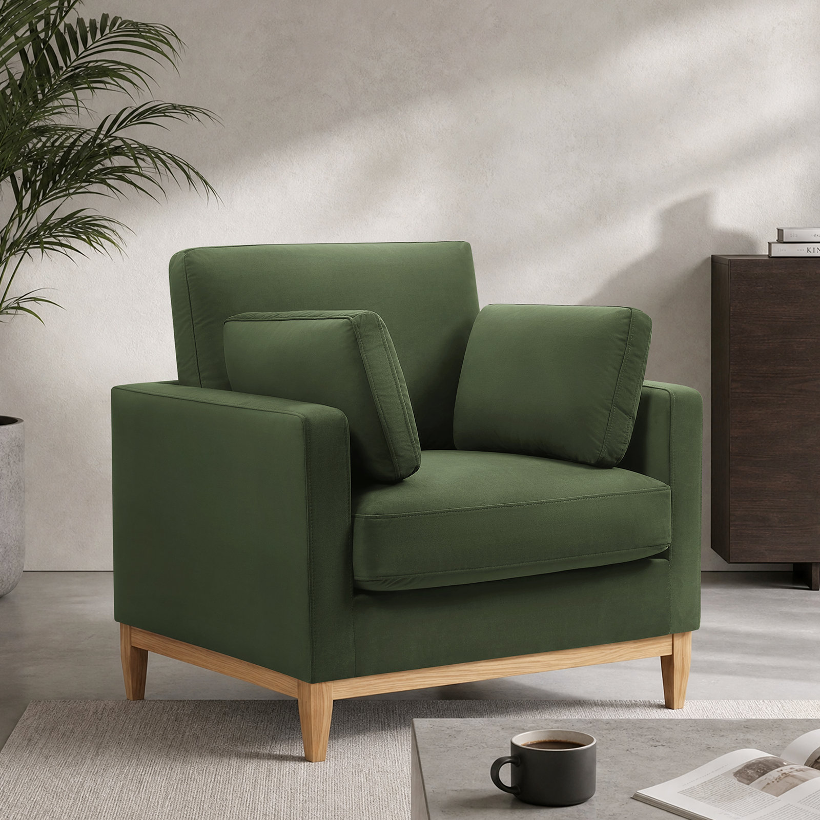 Ombra Velvet Armchair, Kelly Green