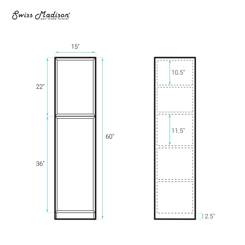 Armoire à linge autoportante St. Tropez 15 X 15 X 60, Mélamine chêne vert