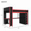 Lit mezzanine en bois avec garde-robe, bureau et charge USB