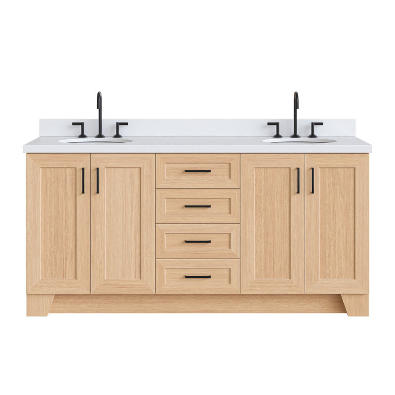 73 IN.  Single Bathroom Vanity, Oval,  White Quartz, Vintage Green