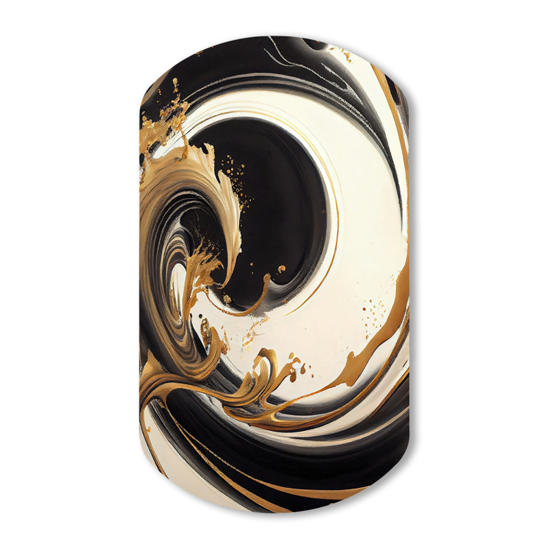 Beaufays - Abstract Spirals, art mural asymétrique en métal, impression sur cylindre moderne, H 43 po x l 23 po