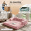 Canapé-lit rembourré 78,8 po en velours côtelé avec accoudoirs et coussin-364093999