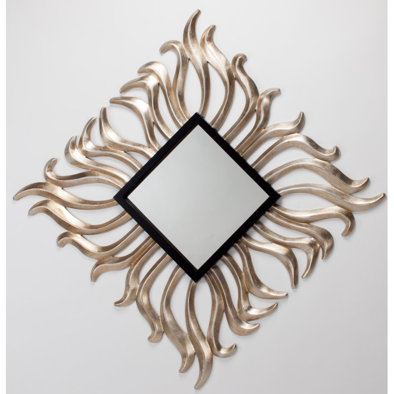 Ornate Gold and Silver Hand Painted Rectangular Wall Mirror