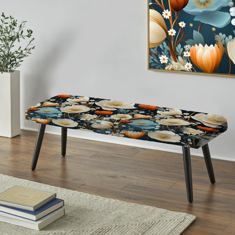 Banc rembourré floral noir Truong, Schwab