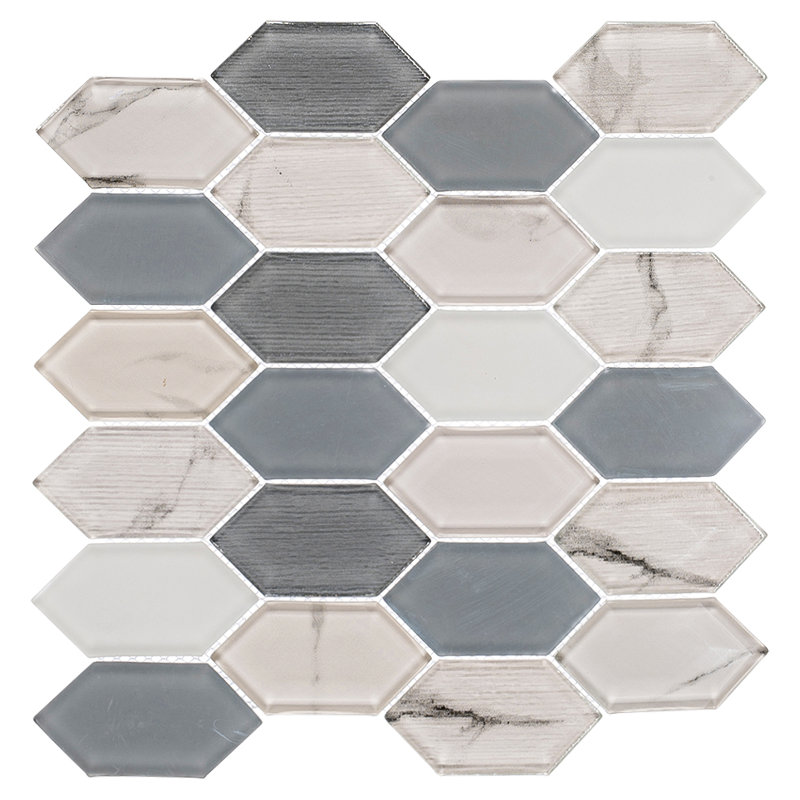 Carrelage de salle de bain, douche, piscine, mur et plancher en mosaïque hexagonale allongée 2 po x 4 po Astor, Gretta