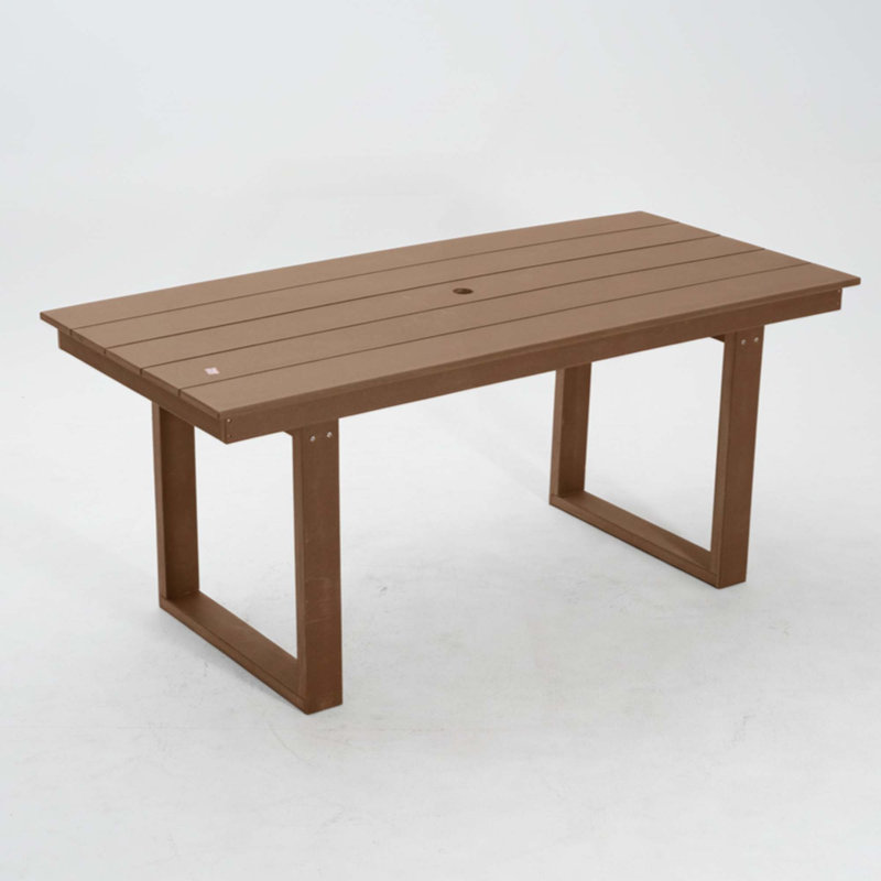 Outdoor Dining & Meeting Table, Weather-Resistant, Seats 6, Space-Saving Chair Slide-In, Brown