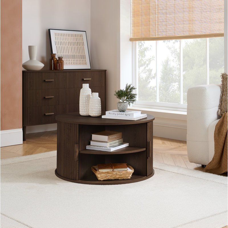 Coffee Table with Storage, Medium Wood