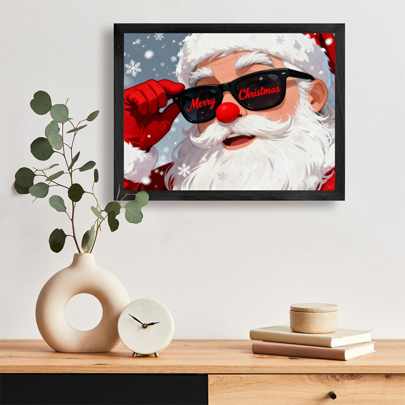 Cadre noir rétro «Merry Christmas»! Art mural, impressions encadrées de style rétro, H 17 po x l 25 po