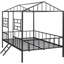 Lit superposé simple noir de style contemporain avec structure de toit, structure métallique complète et conception de maison