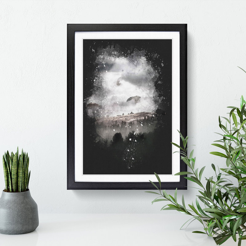 Mist Over Wurzjoch In Italy Paint Splash - Picture Frame Graphic Art, 87cm H x 62cm W x 2cm D, Black Framed