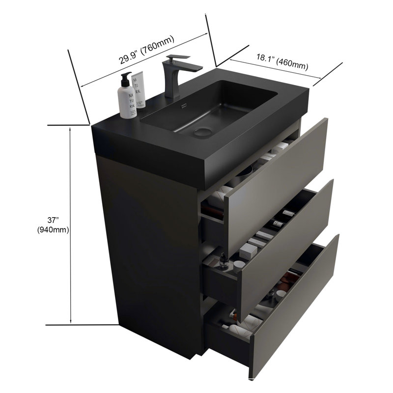 Meuble-lavabo autoportant avec grand lavabo et rangement