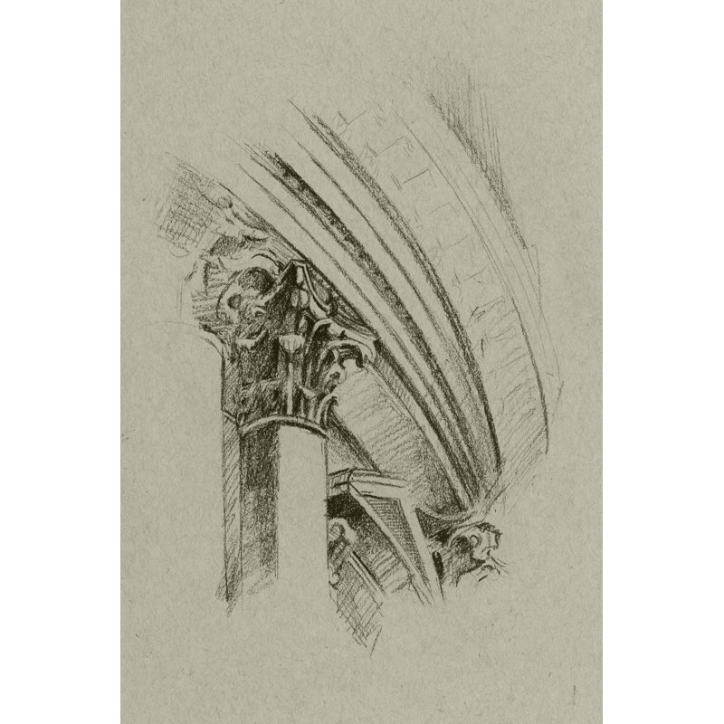 Charcoal Architectural Study III by Ethan Harper - Wrapped Canvas Painting, 46cm H x 30cm W x 3.8cm D