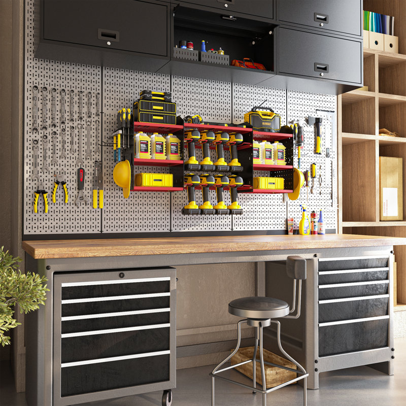 Organisateur mural pour outils électriques, H 16,54 po x l 39,13 po x P 8,66 po , Rouge